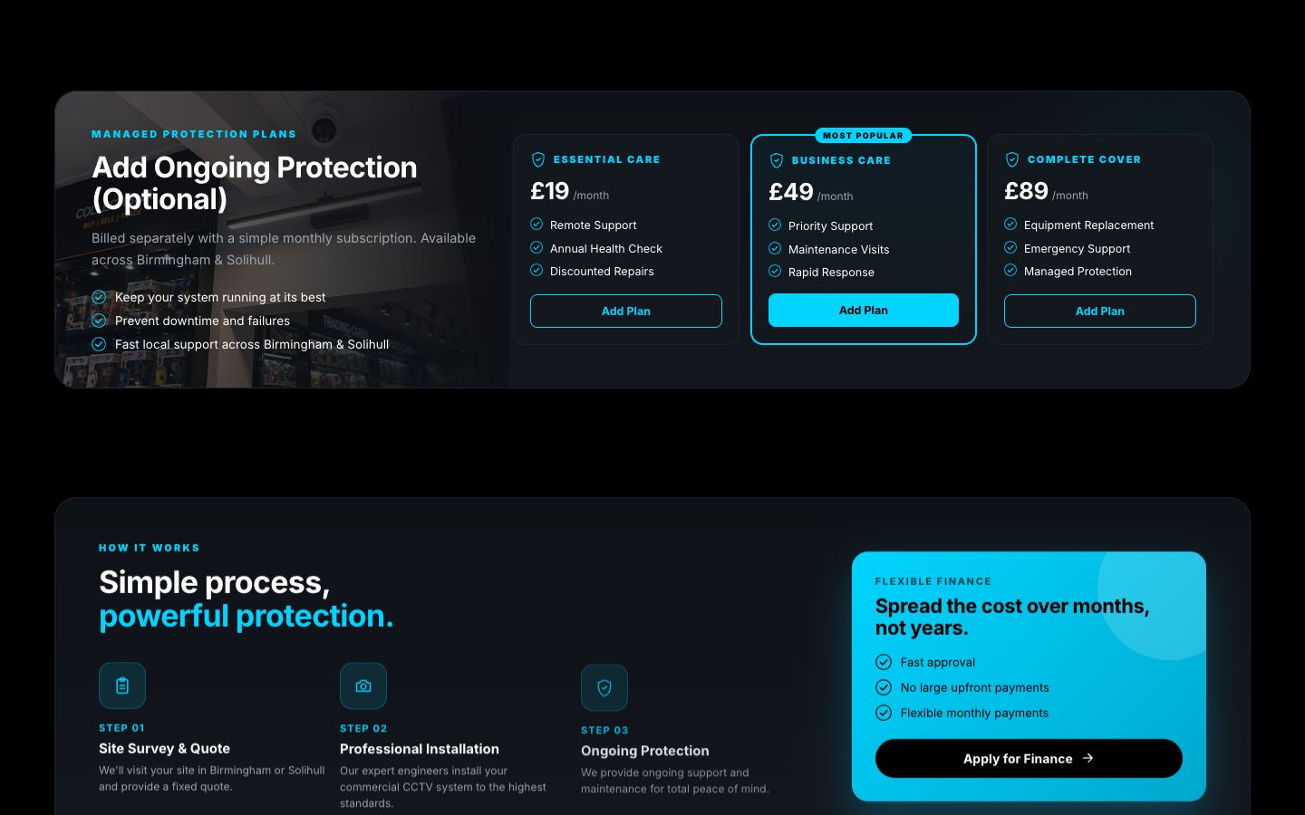 Addtek website — services section