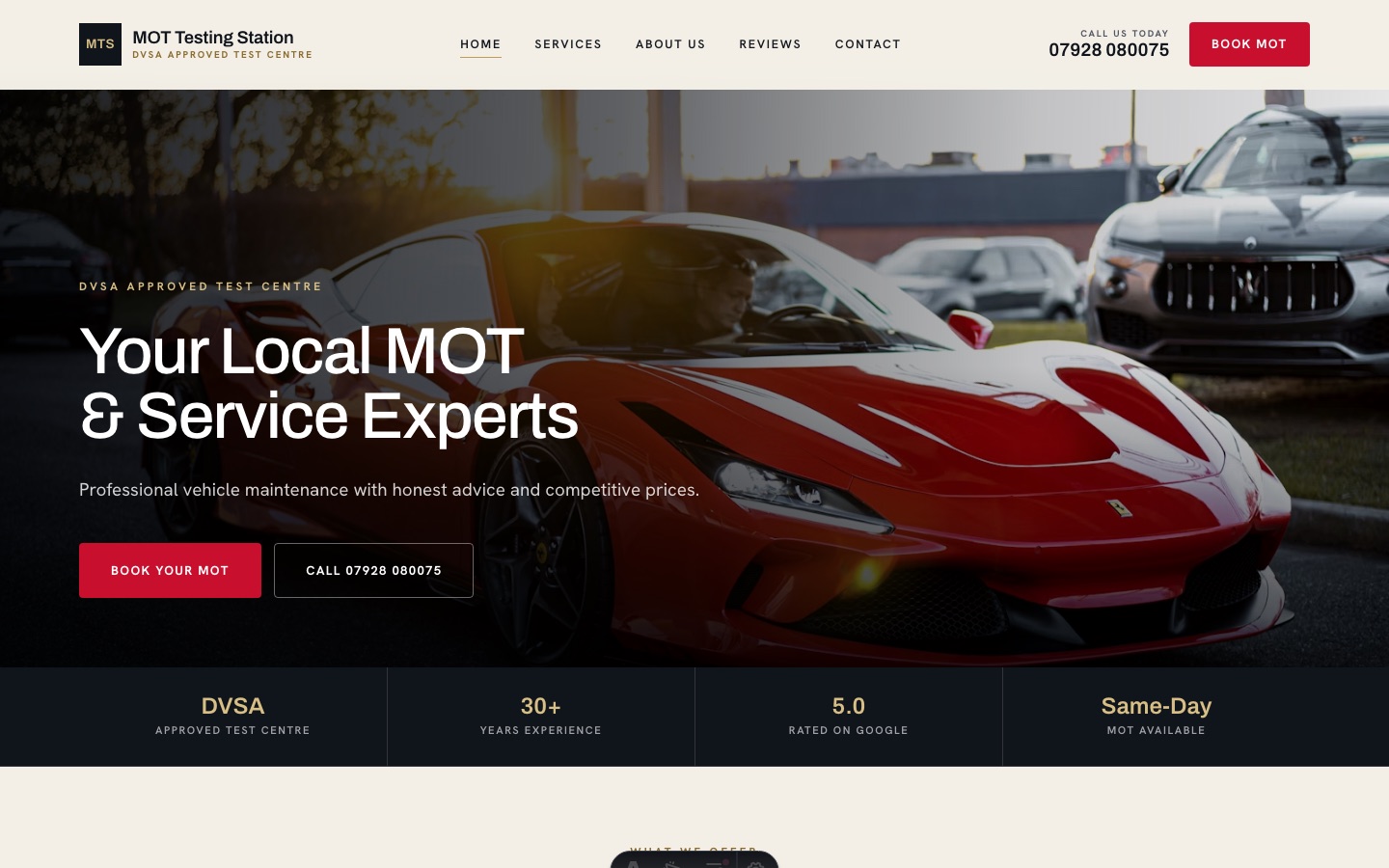 MOT Testing Station website designed by YWR Studio