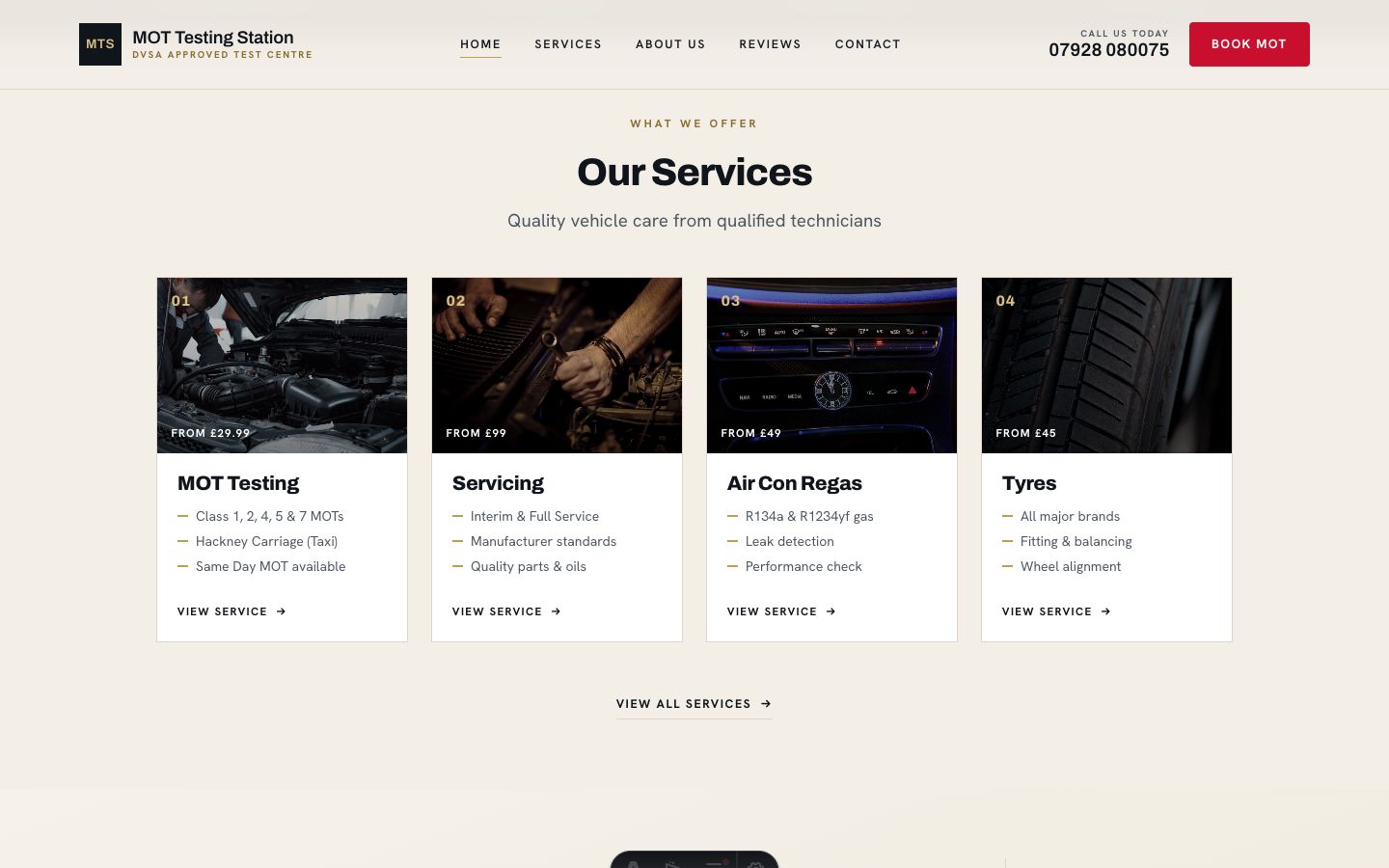 MOT Testing Station website — view 2